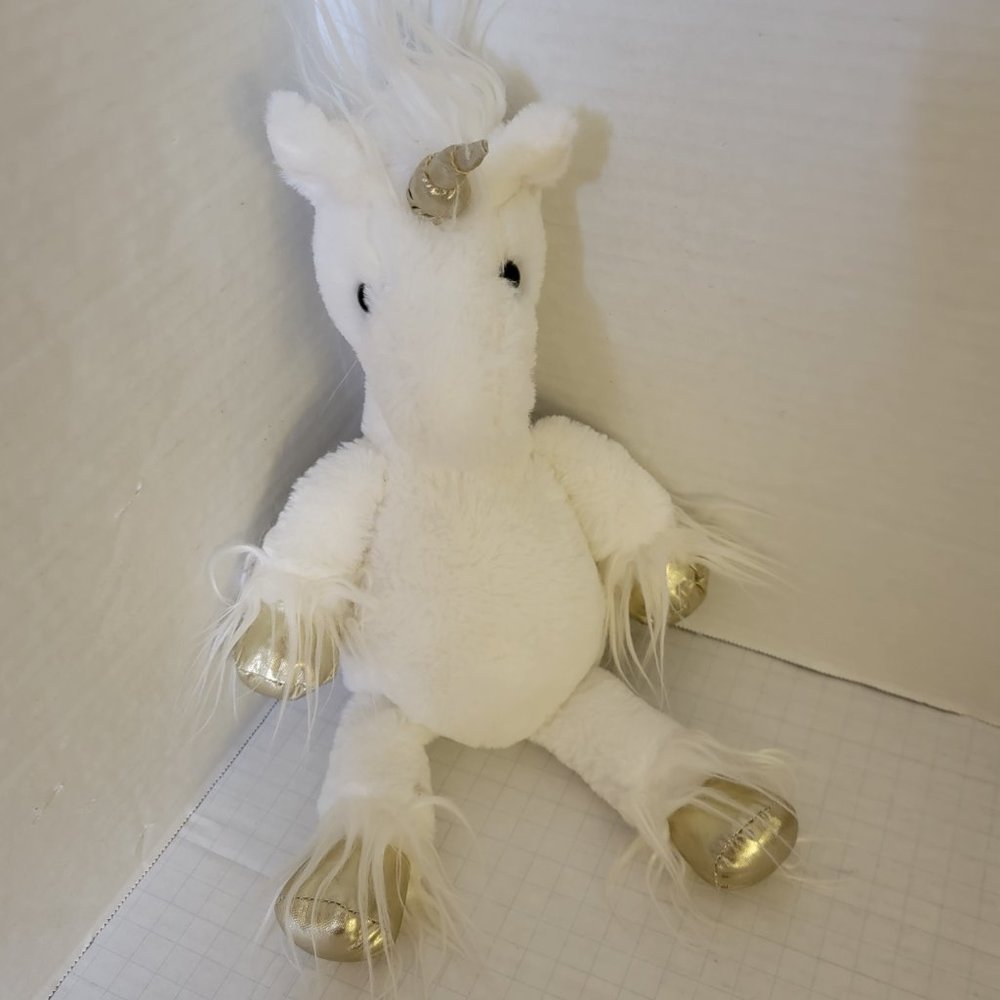 Dan Dee Collectors White Metallic Gold Silver Unicorn Horse Stuffed Animal 2018